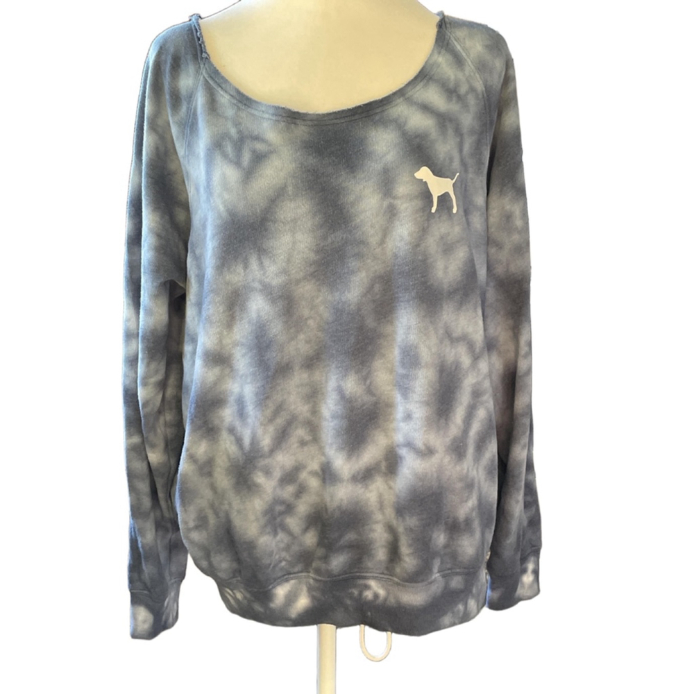 Women's PINK Tie Dye Sweatshirt Large Blue - Picture 1 of 3